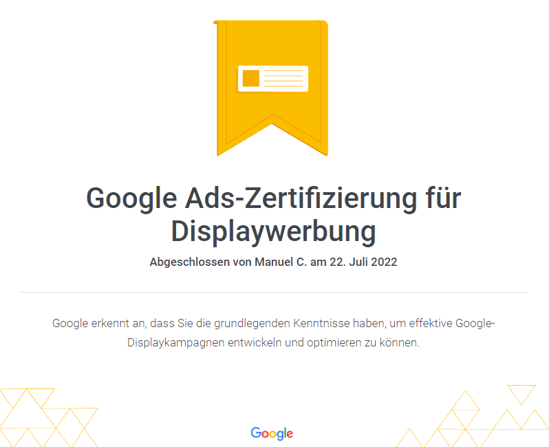Google Ads-Zertifizierung für Displaywerbung